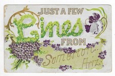 Vtg Postcard Just A Few Lines From Somerton Ariz Embossed Floral Greetings picture
