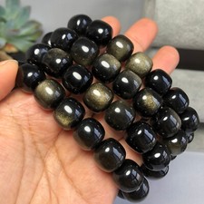 4pcs wholesale Natural Golden obsidian quartz Crystal beads bracelet 14-12mm picture