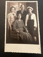 Vintage  1940s Pre WW2 Bulgarian Family Portrait Photo Postcard  picture