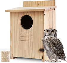 Owl House for Outdoors - Wood Owl Nesting Box for Wild Screech Owls, Waterproof picture