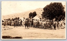Young Boys Camping Row Call Boy Scouts Junior Troops RPPC Real Photo Postcard picture