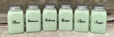 Jadeite Set of (6) Art Deco Green Milk Glass Retro Shakers picture