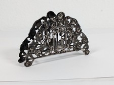Vintage Judaica 800 Silver Hazorfim Roses Repousse Napkin Holder Table Stand picture
