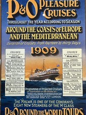 Original 1909 P&O Pleasure Cruises Schedule Postcard SS Malwa Vectis Litho RARE picture