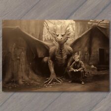 POSTCARD Mysterious Fire Breathing Dragon Boy Eerie Woods Creepy Unusual picture