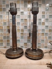 Pair Vintage Military Trench Art Lamp Navy pull chain Bullet both work  picture