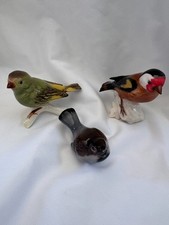 3 Vintage Goebel Porcelain Bird Figurines Baby Sparrow, Goldfinch, Greenfinch picture