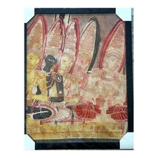 Sri Lankan Buddhist Art Dambulla Temple Gods Visit Buddha Hand-Painted Canvas picture
