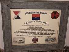1ST INFANTRY BRIGADE - 7TH ID / ACHIEVEMENT (COMMEMORATIVE CERTIFICATE) picture