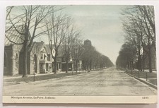 1910 La Porte Indiana Michigan Avenue Residential Street Scene Vintage Postcard picture
