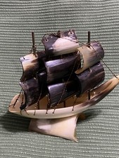 Vintage Cow  or Ox Horn Sailing Ship Possibly Made In Italy picture