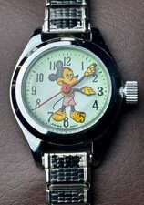 Vintage 1970s Mickey Mouse Mechanical Watch Swiss 1 Jewel Serviced Runs picture
