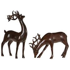 Set of 2 Holiday Reindeer Figures 12 Inch Faux Mahogany Wood Reindeer Decor by  picture