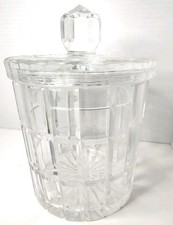 Large Vintage Ofnah Crystal Cookie / Biscuit Jar/ Canister With Block Design picture