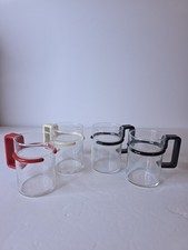 Lot of 4 Vintage Bodum Bistro Chambord Glass Mugs MCM 2Black 1White 1Red AS-IS picture