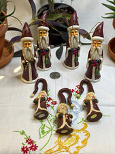 Vintage Old World Santa Resin Ornament Lot 7  Maroon Color picture