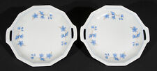 Pair Rosenthal Maria Blue Line & Flowers Handled Cake Trays 1940's Selb, Bavaria picture