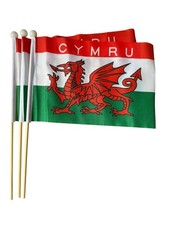 CYMRU Wales  PACK OF 4 MEDIUM HAND FLAGS  22cm x 15cm 9x6