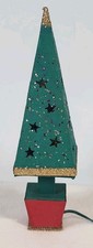 Vintage Putz Cardboard Light Up Four Sided Christmas Tree Tall Centerpiece JAPAN picture