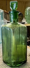 1910 Green Square Bottle with Original Stopper (F781) picture