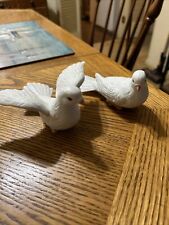 White Porcelain Dove Pair Figurines Set of 2 Love Birds Vintage 1980s HOMCO picture