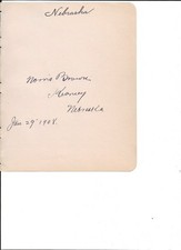 Norris Brown autographed 6 1/2 x 8 album page 1908-Senator Nebraska picture