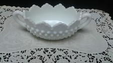 Fenton Hobnail Milk Glass Oval Bowl with Handles picture