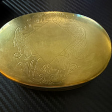 Vintage Colonial Williamsburg Oval Brass Trinket Box, signed with makers mark picture
