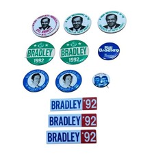 Vintage Bill Bradley Presidential Campaign Pinback Buttons Lot 13 1988 1992 picture