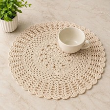 4Pcs/Lot 14inch Vintage Hand Crochet Lace Doilies Round Table Cloth Flower Doily picture