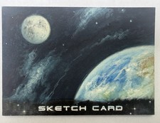 2020 Upper Deck Cosmic Sketch Cards by Ian Quintana 'Earth and Moon' picture