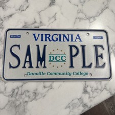 VTG 2000s Virginia Danville Community College Graphic License Plate SAMPLE picture