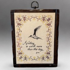 Vintage Goethe Quote Wood Plaque Bird Motif Jerry Schultz Co Bay Shore NY picture