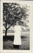 Lady Photograph Outdoors 1930s Vintage Fashion White Dress Tree 2 3/4 x 4 1/2 picture