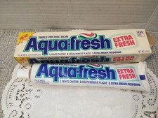 VTG 80's Aquafresh EXTRA FRESH Fluoride Toothpaste 6.4 OZ  W/ BOX (PROP) READ picture