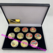 10pcs Japanese Anime Gold Plated Coins POKE-MEN charizard For Collection gifts picture