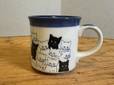 Vintage OTAGIRI MUG  HAPPY BLUE CATS BLACK AND WHITE picture