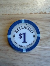 Vintage Bellagio Casino $1 Casino Chip Las Vegas, Nevada Blue & White picture