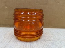 VTG FRESNEL STYLE AMBER/ORANGE RAILROAD LANTERN SHORT GLASS GLOBE 3.25” picture