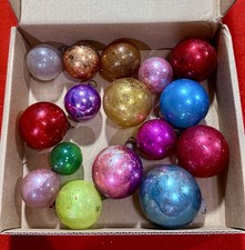Lot Of 15 Vtg-Antique Mercury Glass Christmas Ornaments Balls Japan Feather Tree picture