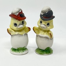 VTG 60s Frankel Bisque Porcelain Anthropomorphic Chick Figurines Easter Taiwan picture