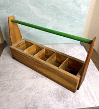 Vintage Wooden carpenter Tool Box Garden Caddy Tote w/Handle planter Rustic 17