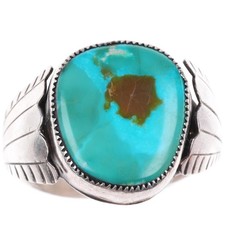 sz13 vintage Navajo sterling silver turquoise size 13 men's ring picture