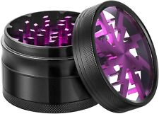 Herb Grinder 4-Piece Metal 2.5 inch Large Magnetic Top Purple picture