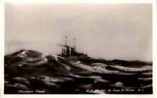 USS Vermont Caught in Stormy Waters US Naval Ship 1910s RPPC Postcard Photo picture