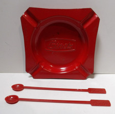 VTG 1970s Gino's Hamburgers Fast Food Restaurant Ashtray Coffee Stirrers Spoons picture