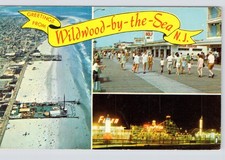 Wildwood by the Sea New Jerse Hunt's Pier Boardwalk Beach Multi View Postcard picture