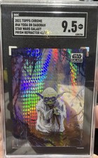 Yoda on Dagobah - 2021 Topps Chrome Star Wars Galaxy #44 Prism Refractor /75 picture