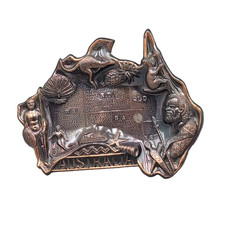 Vintage Metal Ashtray Trinket Dish  Australia Travel Souvenir 6.5