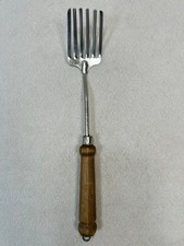 Vintage Foley Pastry Fork 6 Tines Wood Handle Stainless Kitchen Blend Mix Whip picture